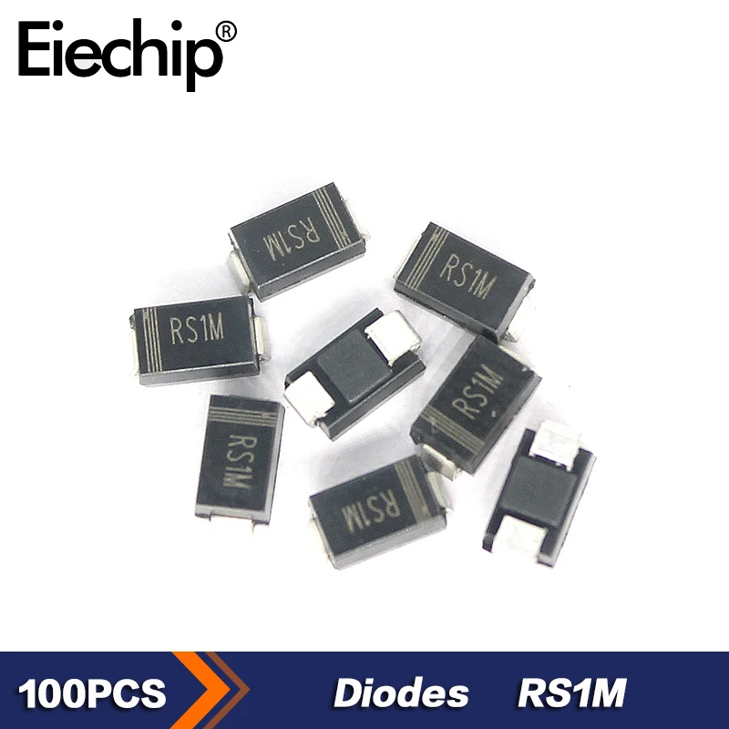 

100pcs/lot RS1M Rectifier Diode 1A 1000V Ultra-Fast Recovery SMD Diodes SMA package
