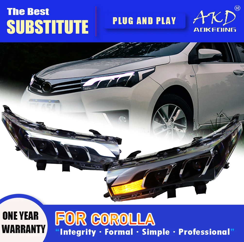 Фара AKD для Corolla светодиодная фара 2014-2016 фары DRL указатель поворота дальний свет