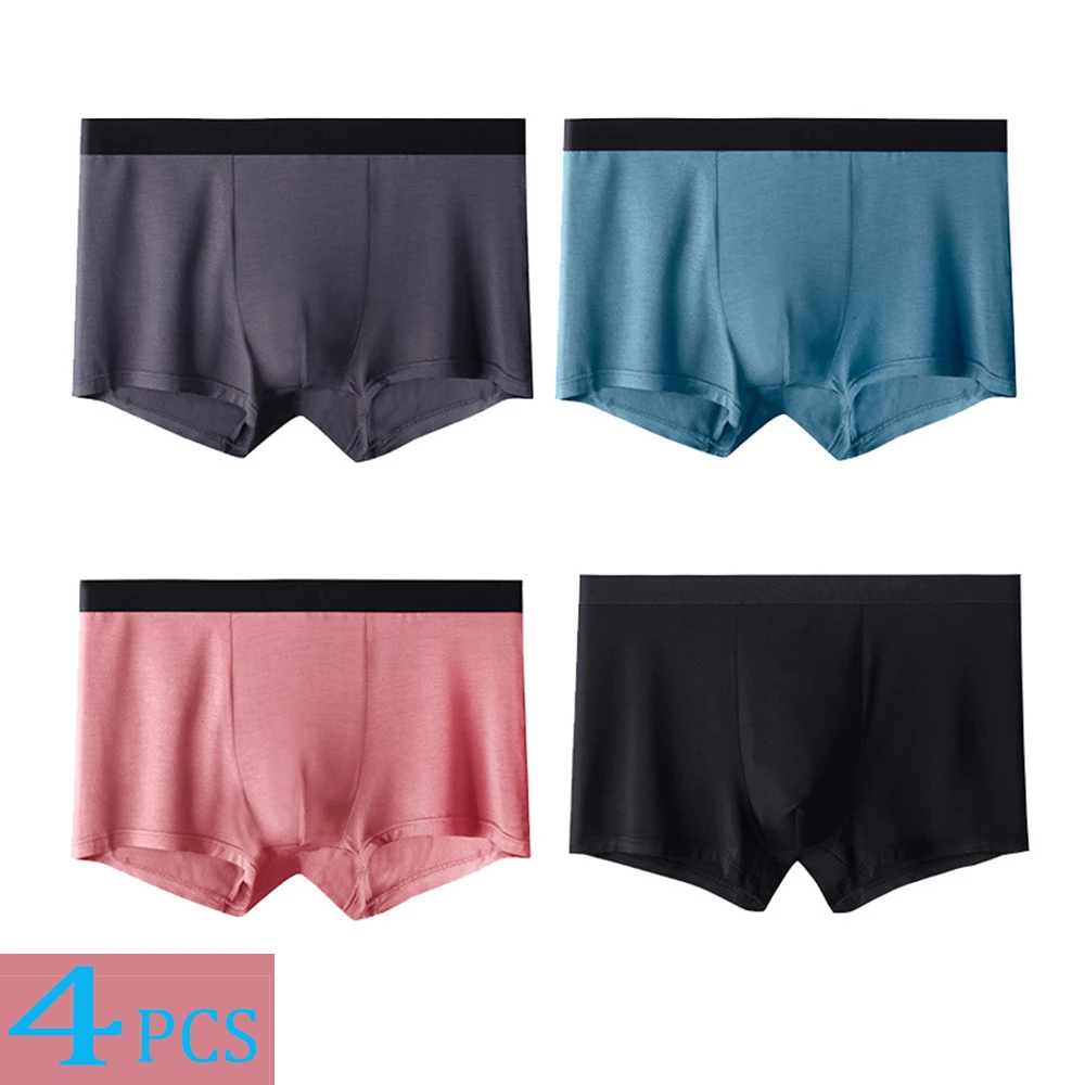 4Pcs/lot Summer Cotton Mens Underwear Boxers U Convex Pouch Soft Mens Panties Fashion Thin Breathable Underpants Plus Size L-4XL