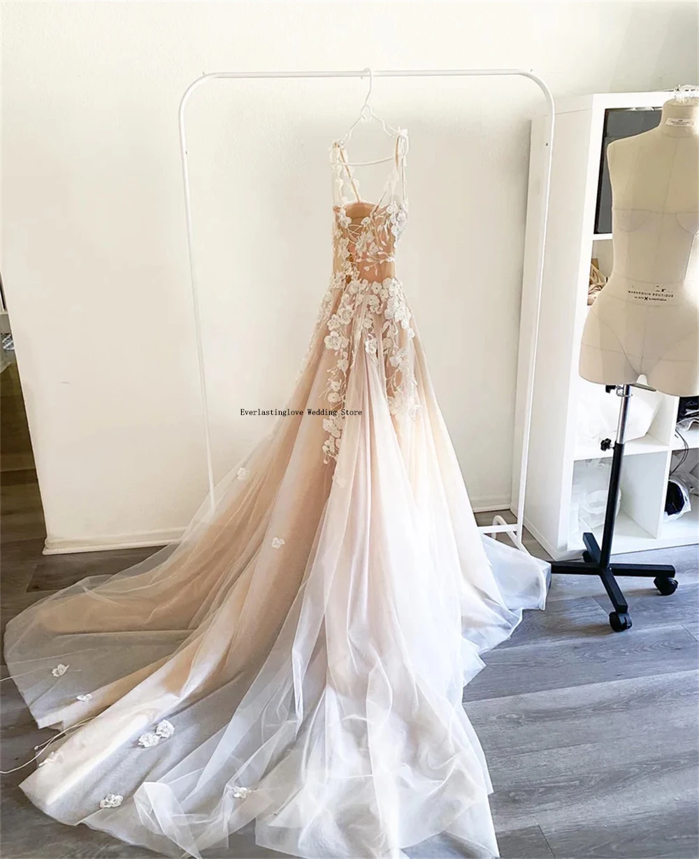 Очаровательные свадебные платья трапециевидной формы с двумя бретелями и