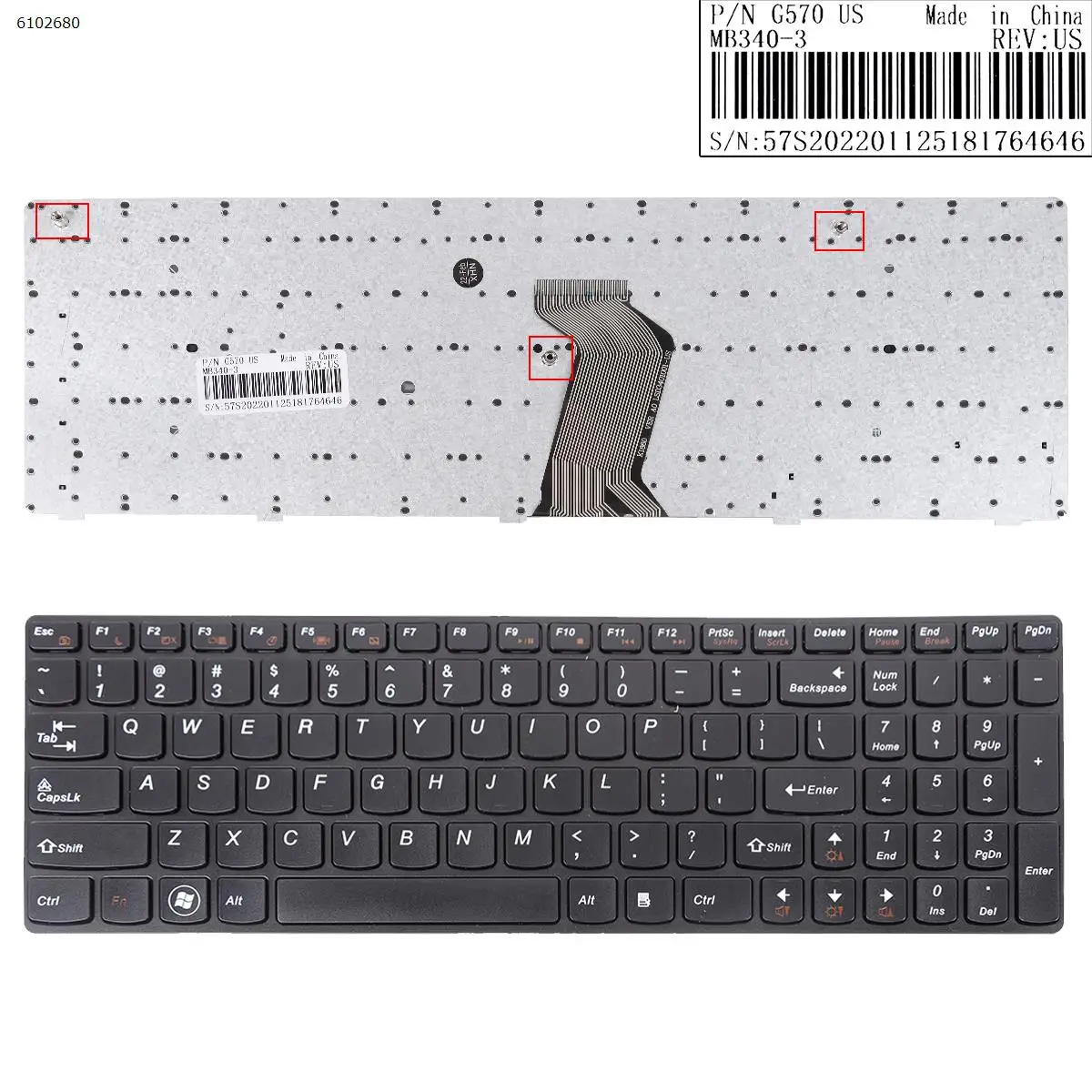 

Клавиатура US для ноутбука LENOVO Ideapad Z560 Z560A Z565A G570, черная рамка, без фольги