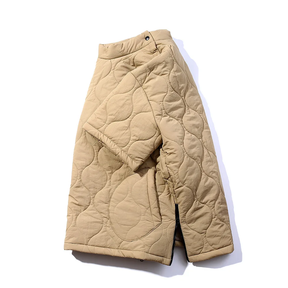 Short Sleeved Cotton Jacket Pullover Tops Men's Ins Niche Design Side Zipper Slit Shoulder Breasted Padded Jacket Winter Outwear