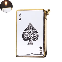 black jack creative jet torch turbo gas lighter texas counterfeit playing cards butane windproof metal with led lighter