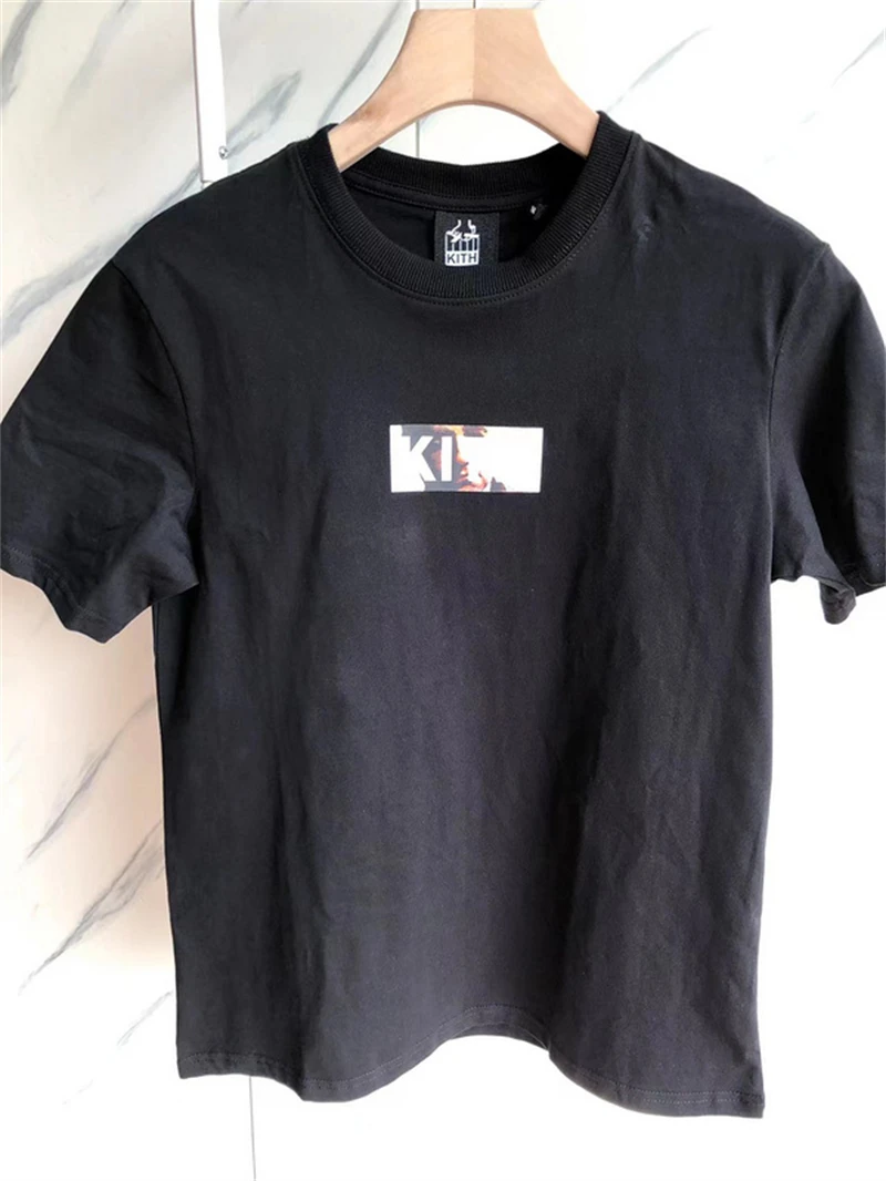 

New New Kith Godfather T Shirt Men Women Black Casual T-shirt Top Tees Kanye West Hip hop