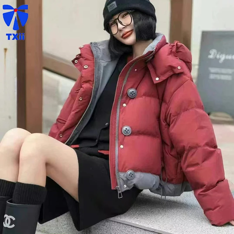 TXii Короткий пуховик женский 2024 зима новый дизайн Sense Niche 90 белый утиный пух