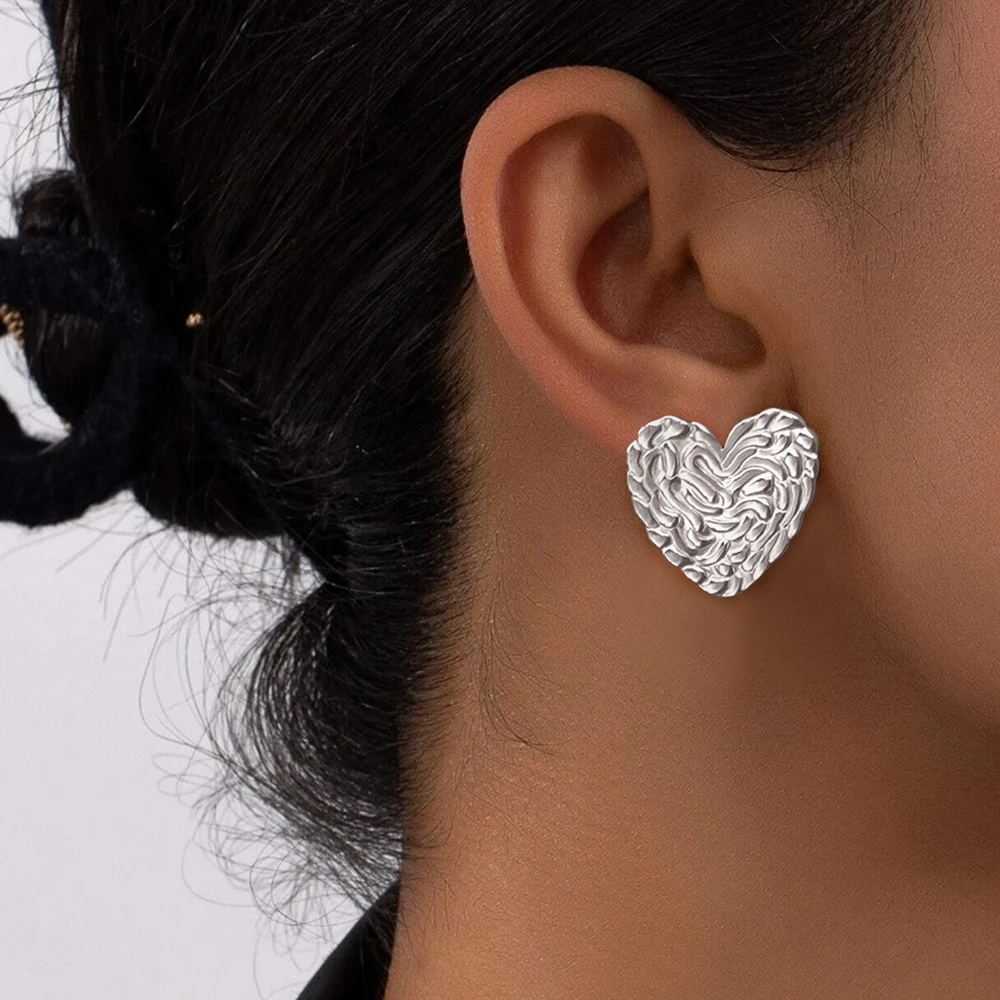 Серьги из нержавеющей стали винтажные простые серьги с сердечками неправильной