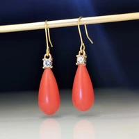 personalized fashion salmon color coral stone and earrings bridal earrings vintage coral drop