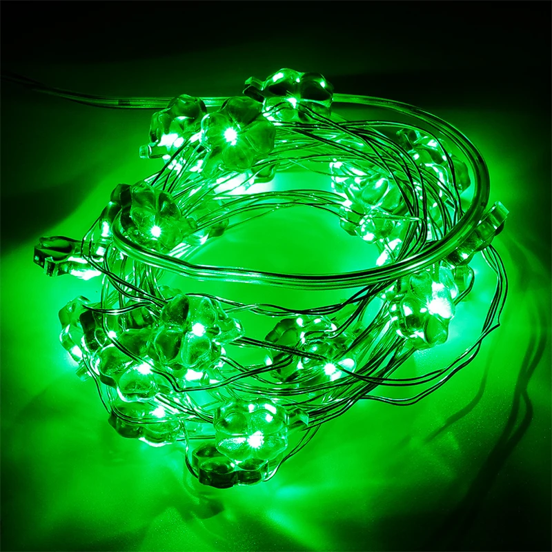 

3M Shamrocks LED Fairy Lights Battery Operated with LEDs Lucky Clover Handmade String Lights for Bedroom Party Feast Decoration