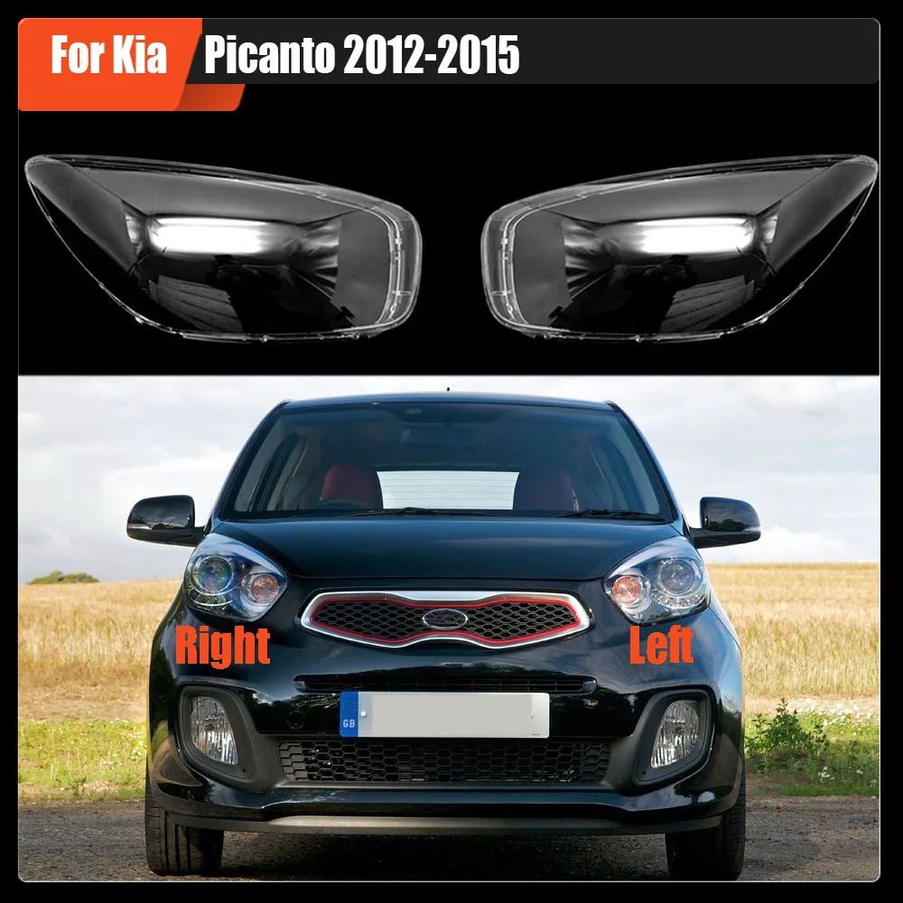For Kia Picanto 2012-2015 Car Accessories Headlamp Shell Headlight Lens Cover Transparent Lampshade Plexiglass