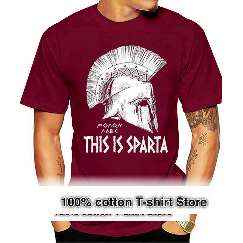 

Hot Sale MenS Sumer T Shirts This Is Sparta King Of Sparta 300 Spartan Helmet Shirt 100% Cotton Printing Tee Euro Size S 3Xl