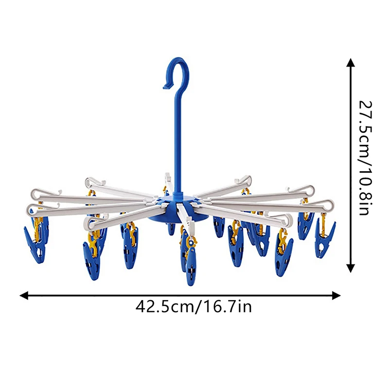 

1pc 20 Clips 360 Degree Rotating Rack Folding Clothes Hangers For Closet Organizers Windproof Home Plastic Drying Rack Hanging
