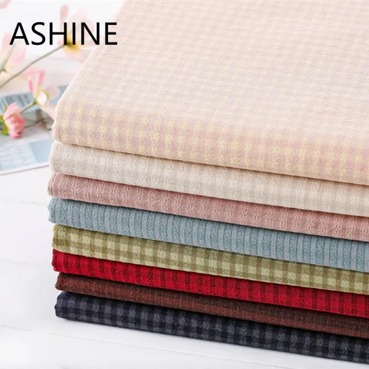 50*140cm Grid Thick Soft  Basic Patchwork Japanese Yarn Dyed Cotton Fabric for Sewing Quilt Bag Purse Cloth Material Tissu Tilda