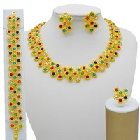 dubai jewelry sets 24k ethiopian gold arabia necklace bracelet earring for women indian dubai african wedding party bridal gifts