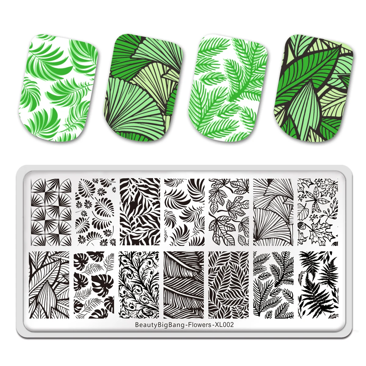 

BeautyBigBang Nail Stamping Plates Flower Tree Leaves Ginkgo Pine Leaf Image Stainless Steel Stencil Nail Art DIY Flower XL-002