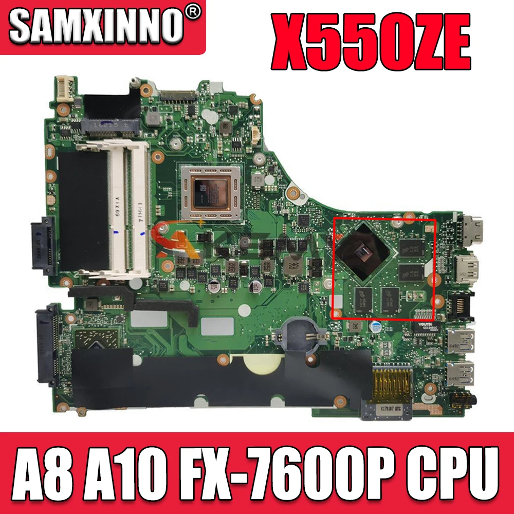 X550ZE original Notebook Mainboard A8 A10 FX-7600P CPU LVDS EDP for ASUS X550Z X750Z K555Z VM590Z A555Z Laptop Motherboard