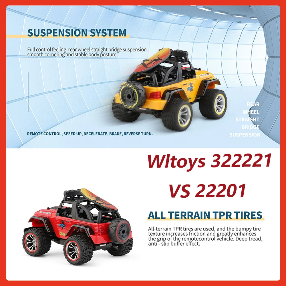

Wltoys 322221 22201 2.4G Mini RC Car 2WD Off-Road Vehicle Model With Light Remote Control Mechanical Truck Children's Toy For RC