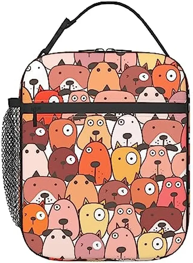 

Cute Dog Lunch Bag，Reusable Lunch Box Waterproof Picnic Pouch Insulated Durable Lunch Tote Bag for Outdoor Travel