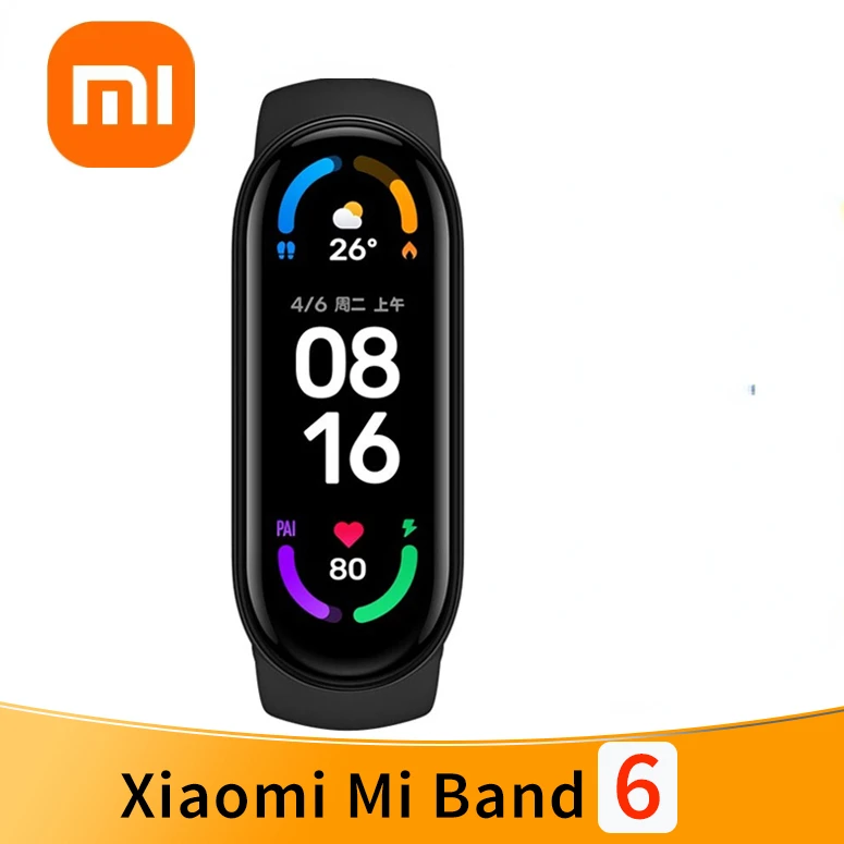 

Original Xiaomi – Bracelet connecté Mi Band 6, écran AMOLED 7 couleurs, capteur d'activité physique avec suivi du taux dans le