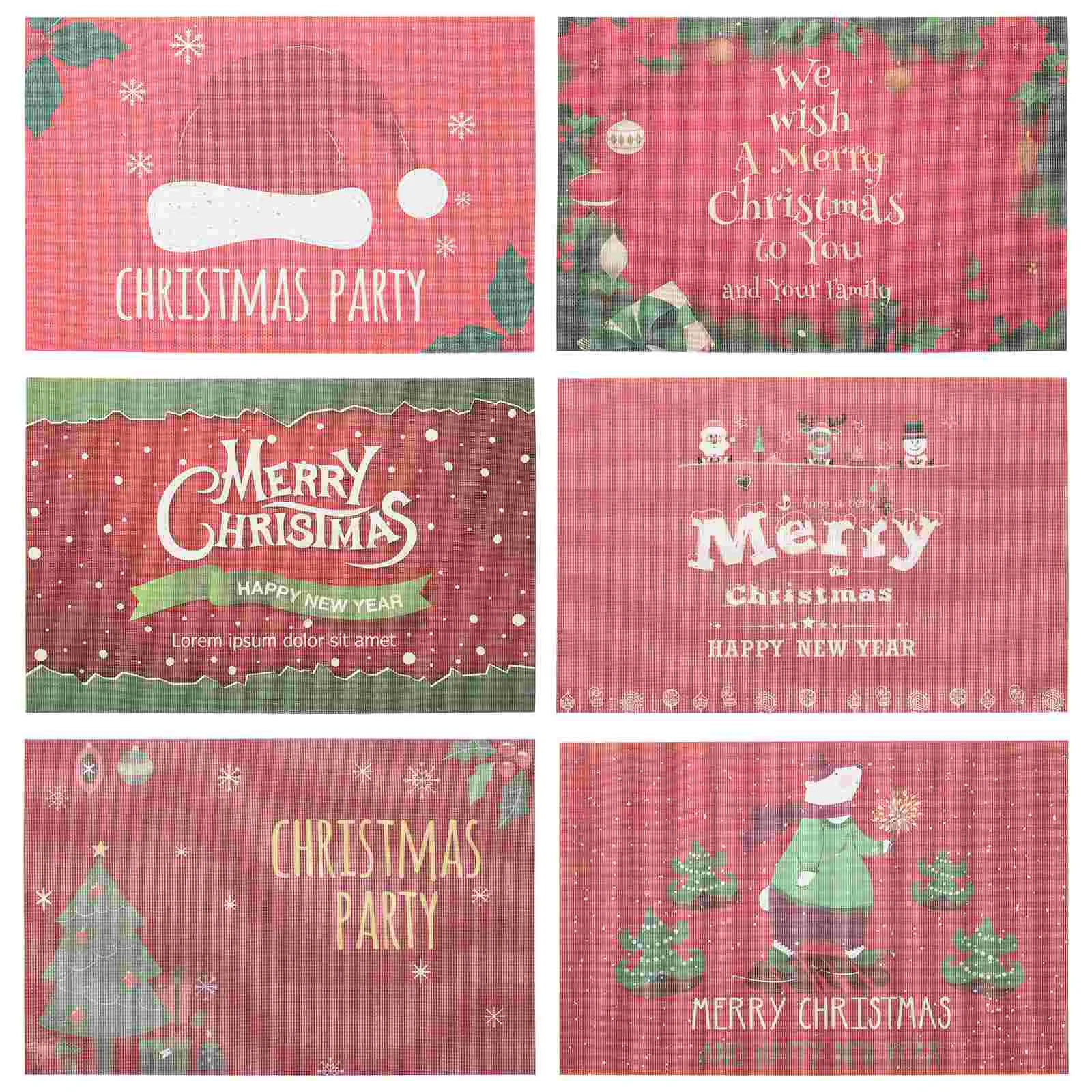 

6pcs Xmas Placemats Good Fine Tableware Pads For Home Xmas Cutlery Placemats Christmas Party Supplies