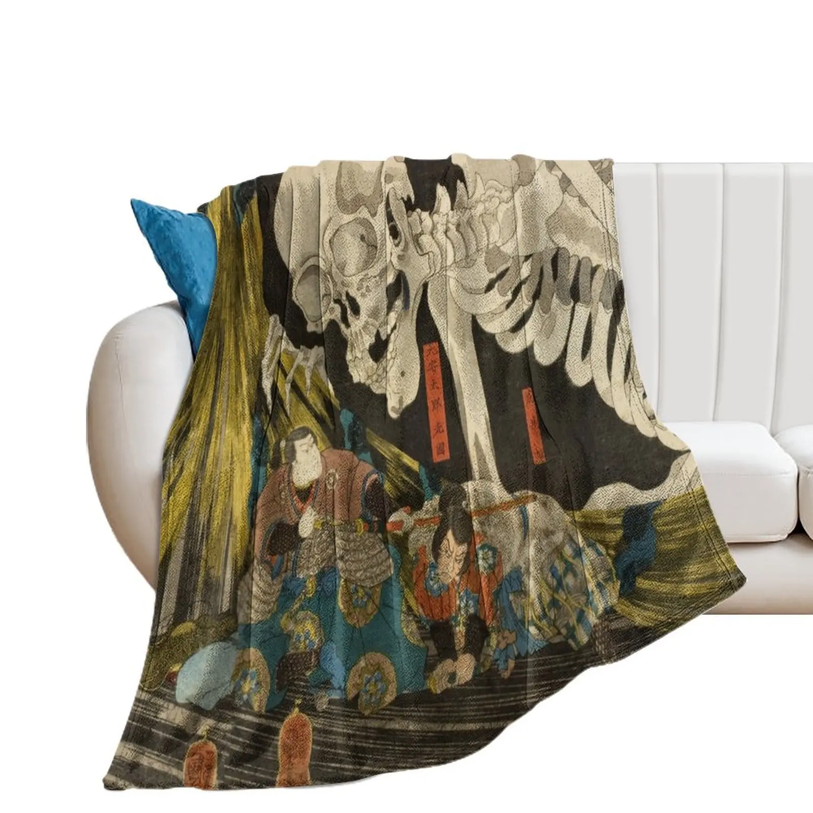 Митсукуни обесцвечивает призрак скелета вызванный принцессой Takiyasha - Utagawa Kuniyoshi