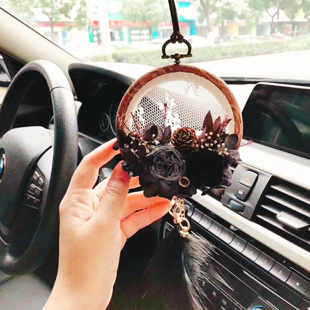 

Auto parts universal permanent flower rearview mirror pendant rose flower home natural light luxury wedding holiday gift girl