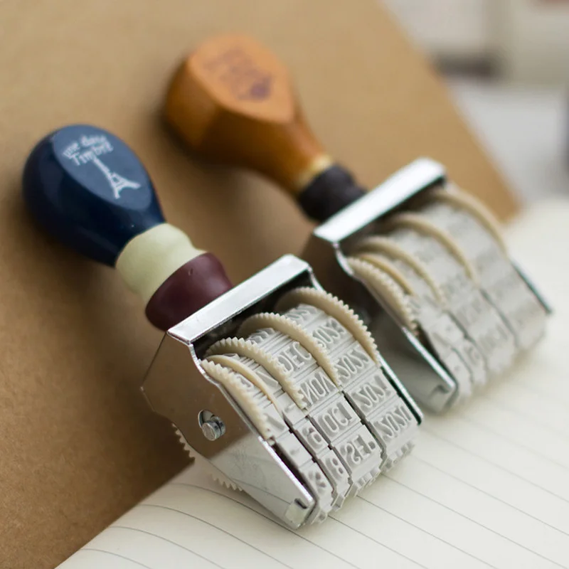 

Vintage Date Stamp Planner Stamps Style Imitation Postmark Roller Seal Assorted Seals Art Scrapbooking Retro Diy Decorative