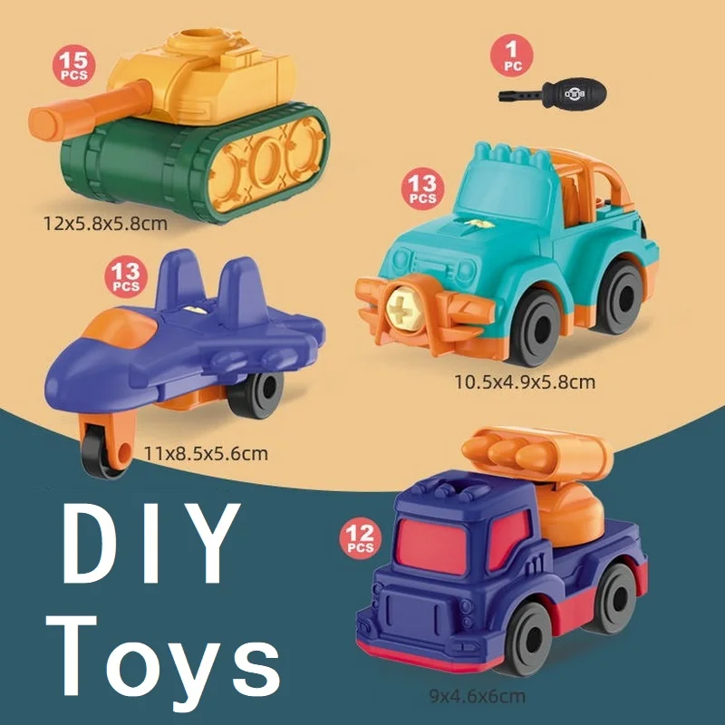 

DIY Toys Car Plane Tank Truck Set Assembly Construction with Screwdrivers Educational Funny Game Gift For Children Kids Boys