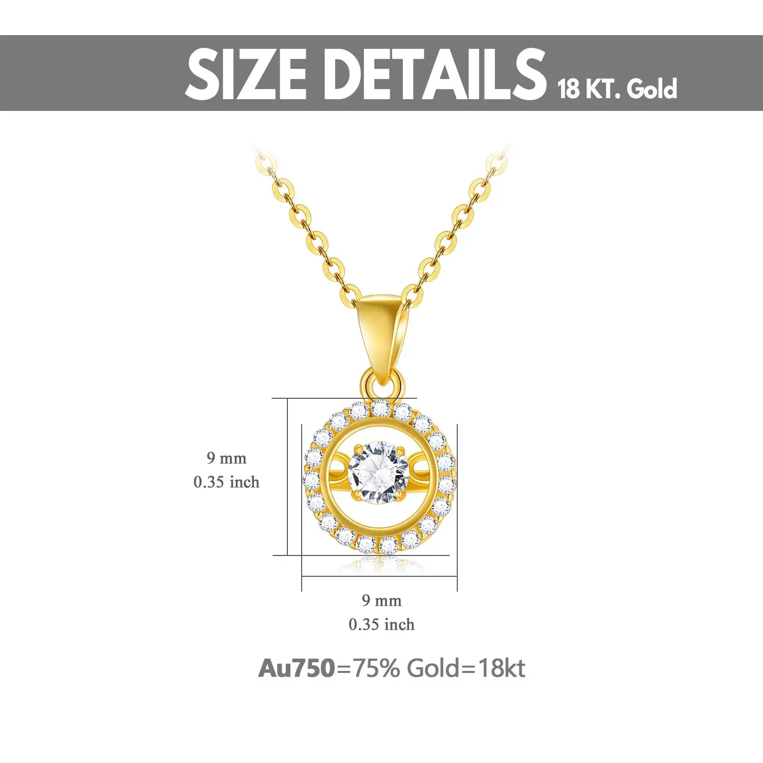 Ожерелье YFN из настоящего золота 18 карат с ореолом для женщин подвеска желтого