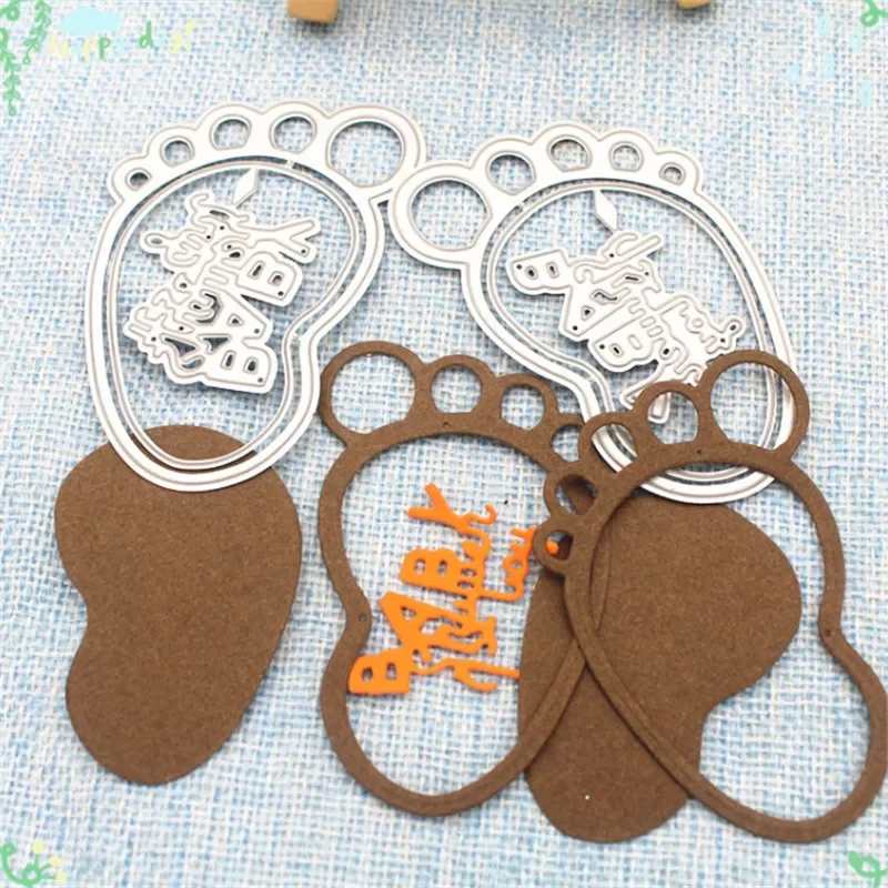 

2Pcs/lot Cute foot letters Metal Cutting Dies Stencil Die Cut Scrapbooking Craft Stamps