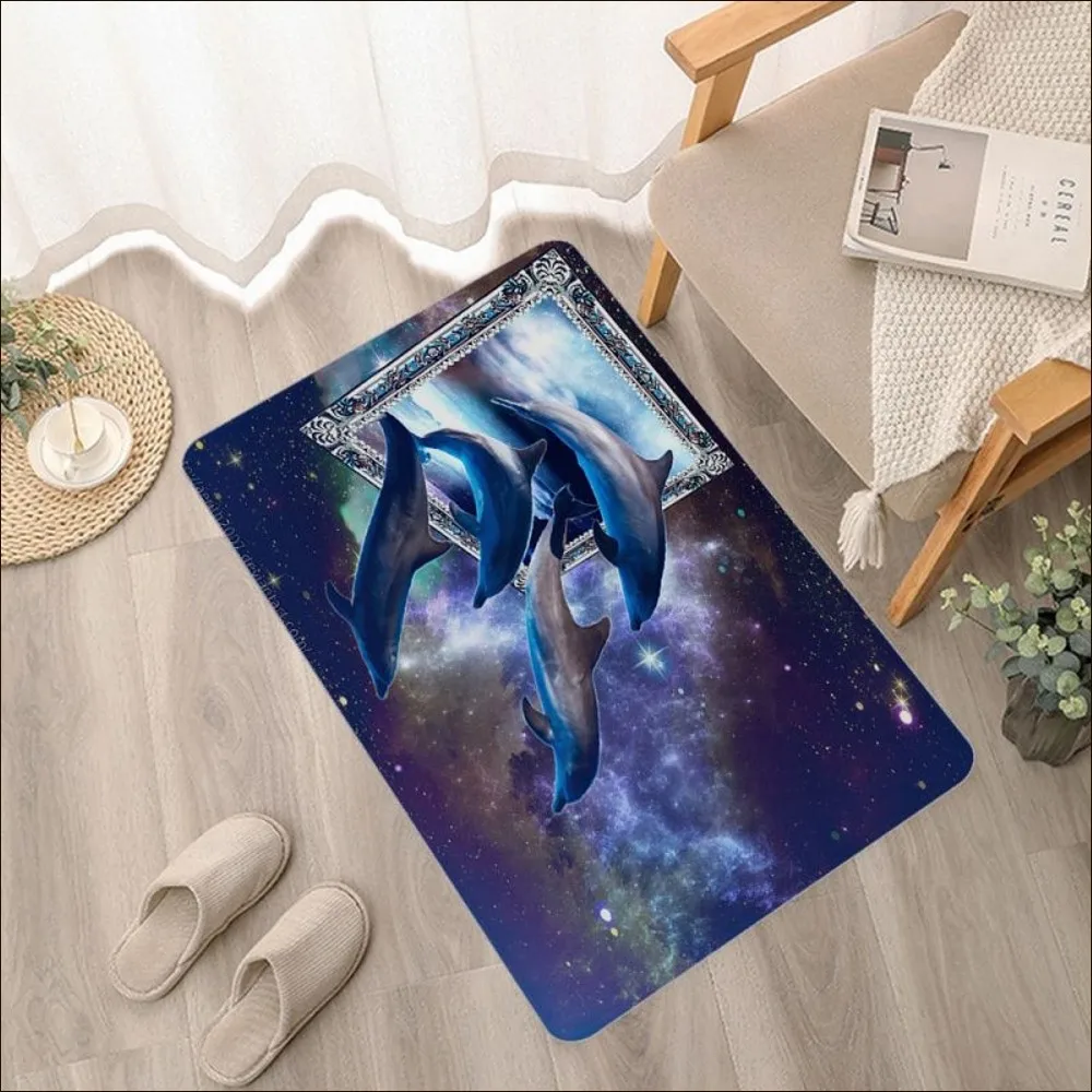 Подводный мир Дельфин Черепаха напольный коврик Прямоугольный