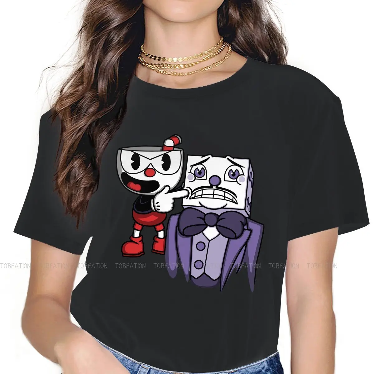 

Женская футболка Cuphead с принтом мисс Хелс игра, женские топы с рисунком опасных пальцев, 5XL, Забавные футболки с графическим принтом, женская ...