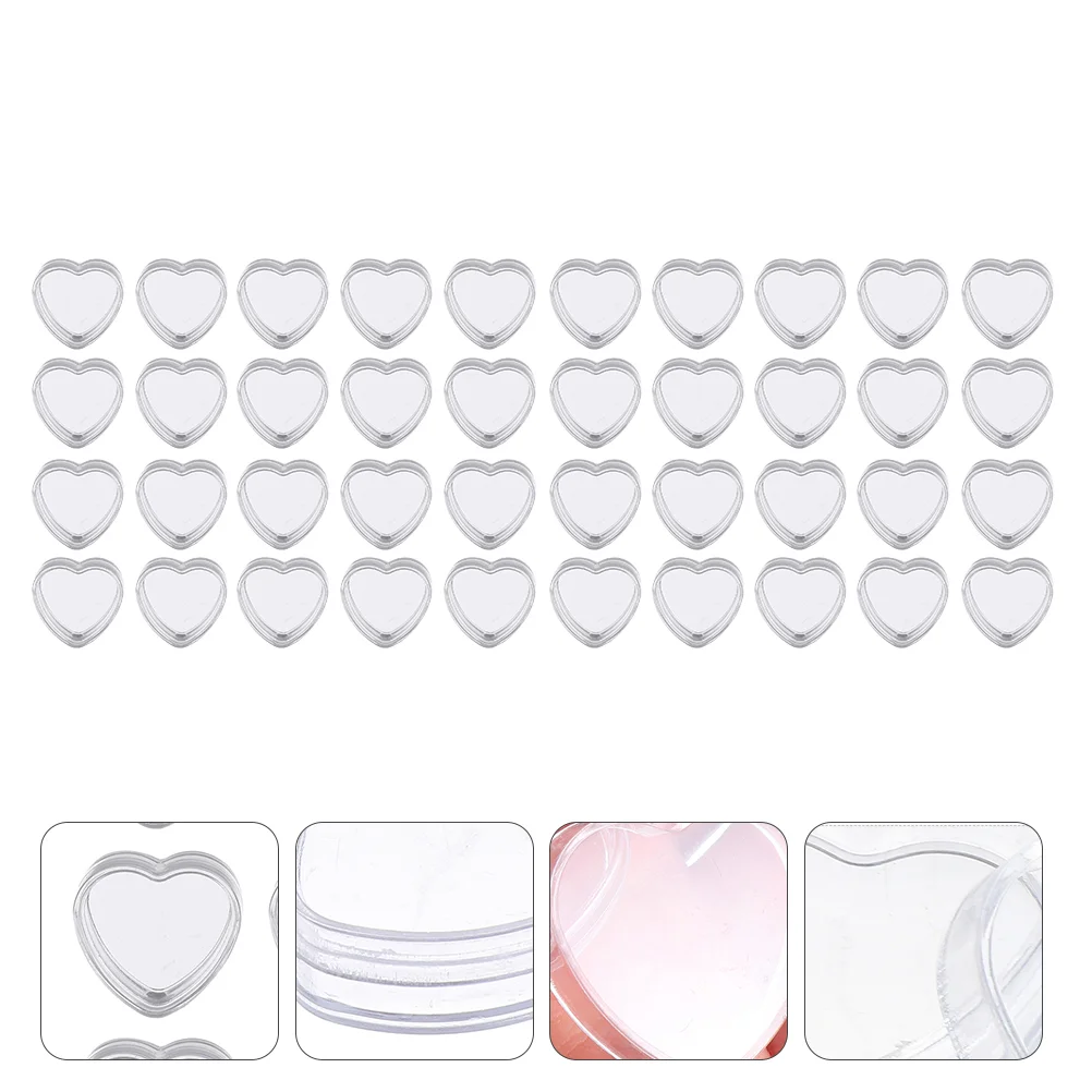 

50 Pcs Eye Shadow Storage Box Small Makeup Organizer Plastic Jars Case Creams Heart-shaped Container Travel Pots