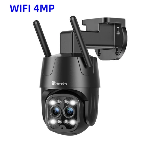 Ctronics 5G WiFi Камера видеонаблюдения Двойной объектив Оптический зум Открытая 360 PTZ IP-камера Обнаружение человека Автоматическое отслеживание Камера безопасности Цветное ночное видение ONVIF