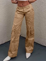 y2k cargo jeans elastic high waist baggy sweatpants khaki retro 90s casual trousers women loose hip hop y2k streetwear female