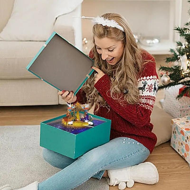 Рождественские открытки реалистичные 3D формы с изображением сцены Иисуса