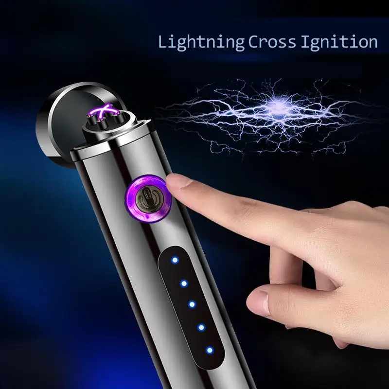 

Double Arc Lighter Charging Windproof Personality USB Electronic Cigarette Lighter Creative Fingerprint Touch Induction Lighter