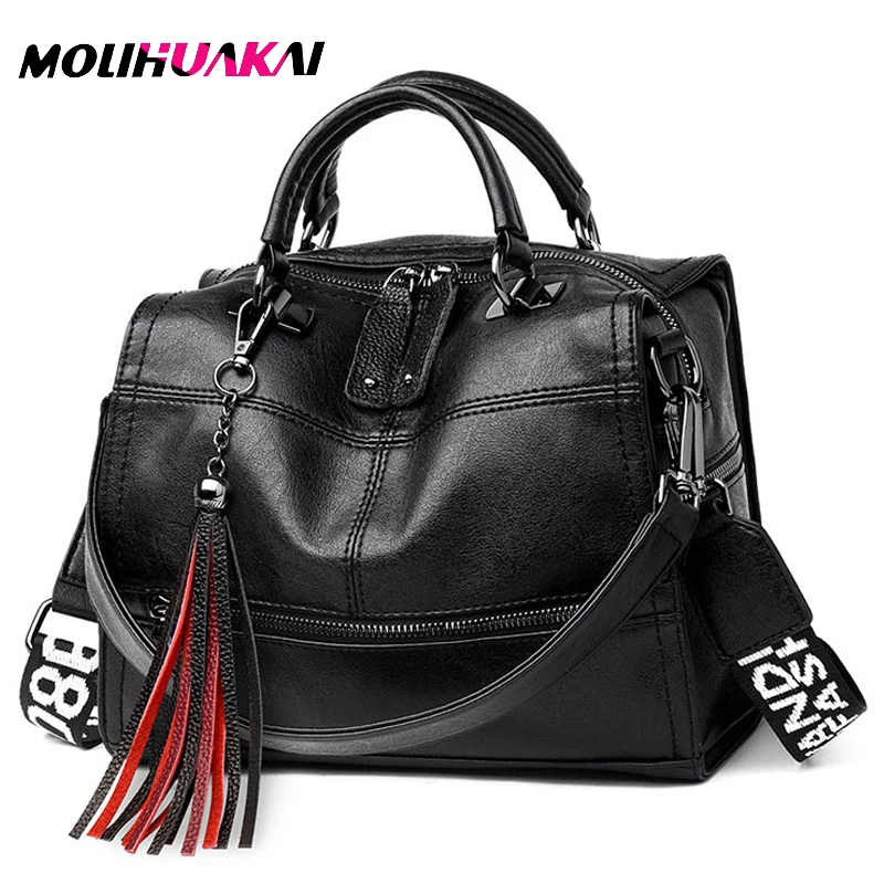 

Retro Tassel Soft Leather Handbag Luxury Casual Shoulder Bag Brand Designer Ladies Messenger Bag Large Capacity Travel Bag