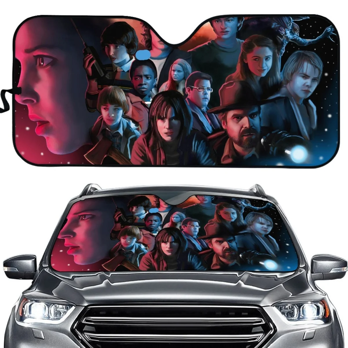 

INSTANTARTS Stranger-Things Fantasy Horror Movie Design Sunshade for Car Windshield Car Accessories Auto Windshield Sun Shade