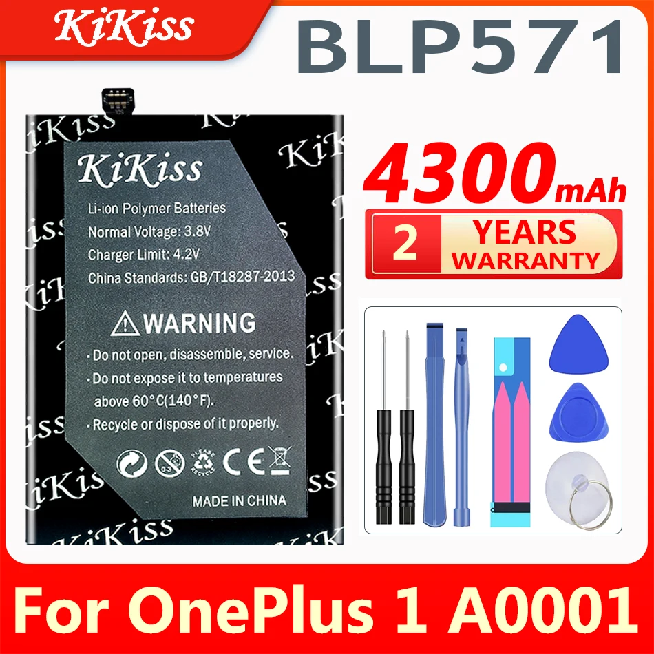 

Аккумулятор KiKiss 4300 мАч BLP571 для OnePlus 1 A0001 One Plus 1 + 1 A0001, аккумуляторы для телефона большой емкости, аккумулятор + инструмент в подарок