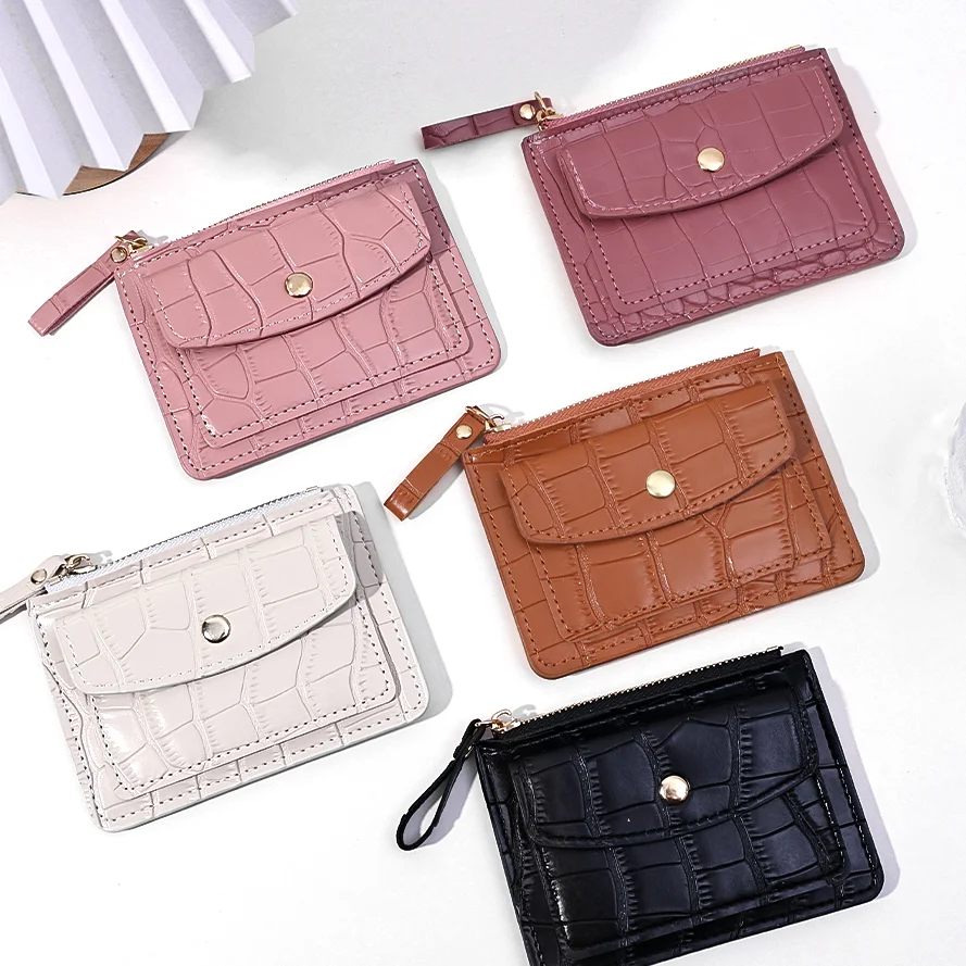 Women PU Pocket Wallet Coin Purse Crocodile Zipper Card Pocket Change Purse High-quality New Fashion Small Wrist Bag for Girls