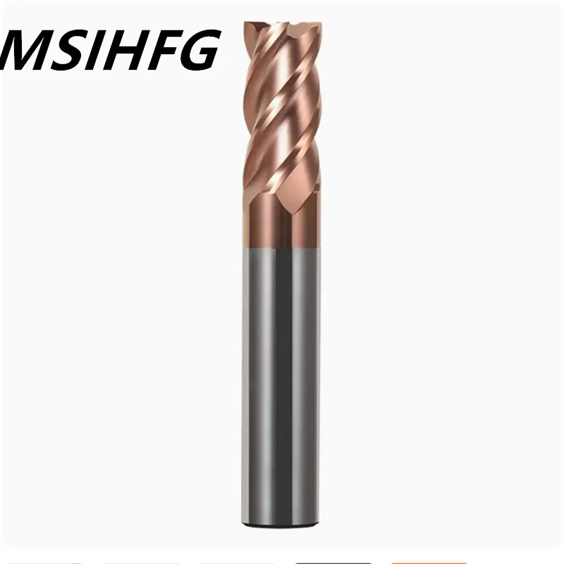

HRC55 Lengthe Carbide Flat End Millling Cutter Tungsten 4 Flute Metal Steel Machining Tool Key Face Square Router Bit Shank
