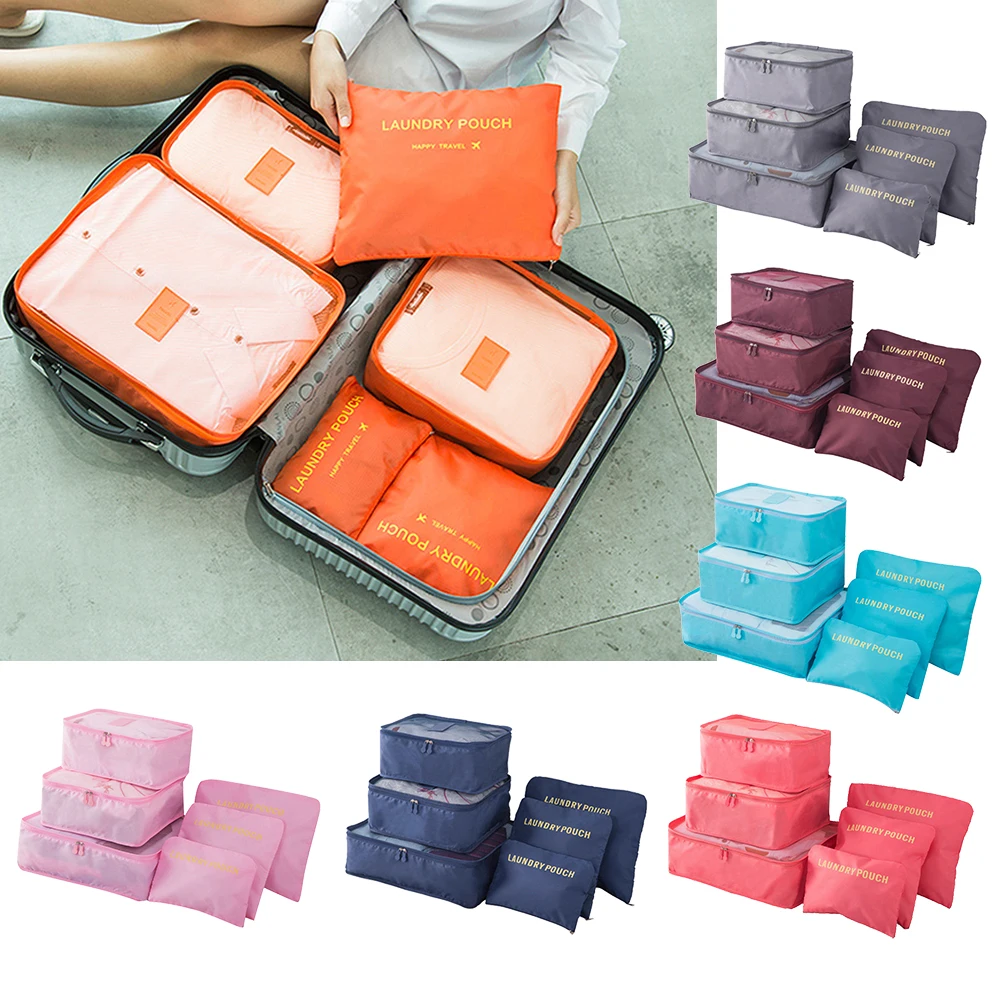 

6PCS Travel Storage Bag Set Clothes Tidy Organizer Wardrobe Suitcase Pouch Case Shoes Packing Cube Bag