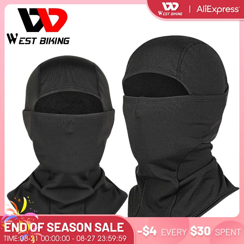 

Зимняя велосипедная шапка WEST BIKING, ветрозащитная защитная маска для лица, головной убор для велоспорта, шлем-шарф подкладки, Балаклава для рыбалки
