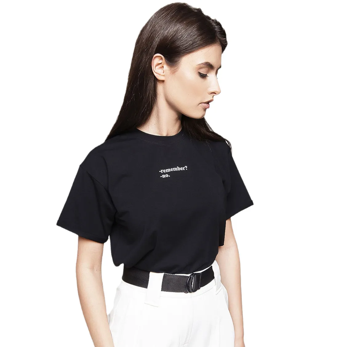 

Summer Style Women's T Shirt Letter Print Remember No Balck Cotton Tee Tops