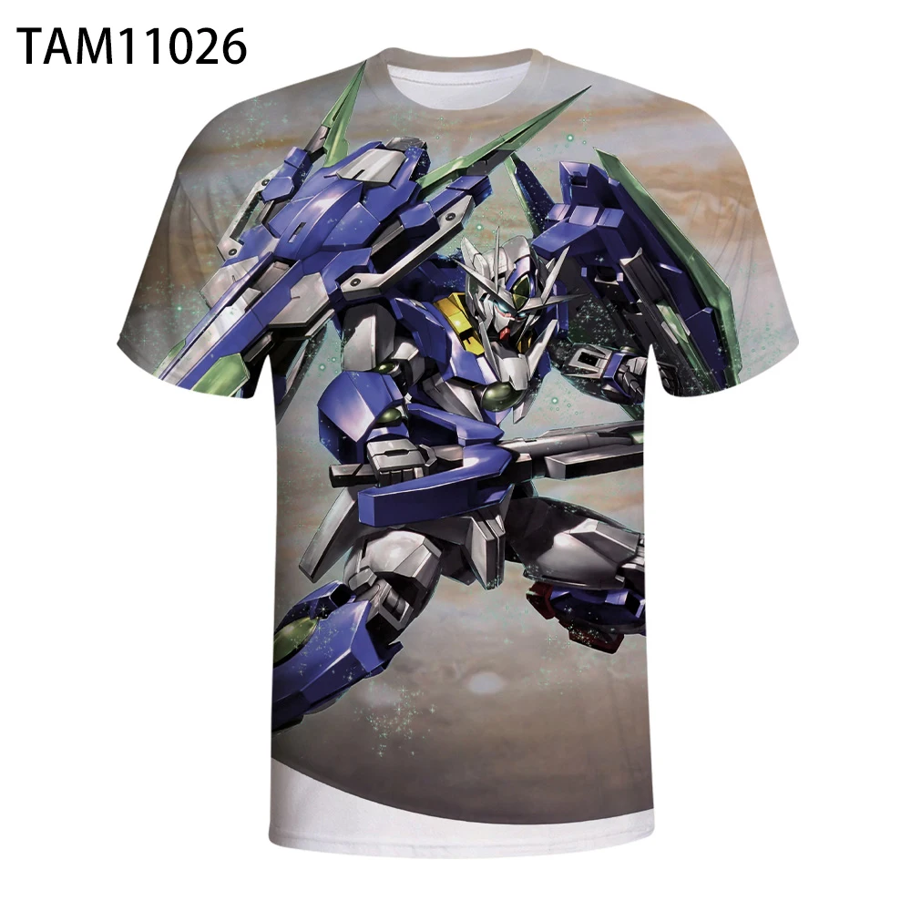 

Gundam-Male Japanese Anime Mobile Suit 3D Printing Short Sleeve T-shirt Flower Youth Street T-shirt Boy Fashion Top Summer New