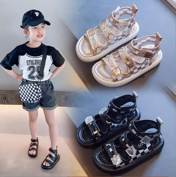 

Children Princess Sandals 2022 Summer Rhinestone Bow Fashion Boys Girls Flat Heels Soft Sole Dress Sweet Shoes Beach Kids Gift