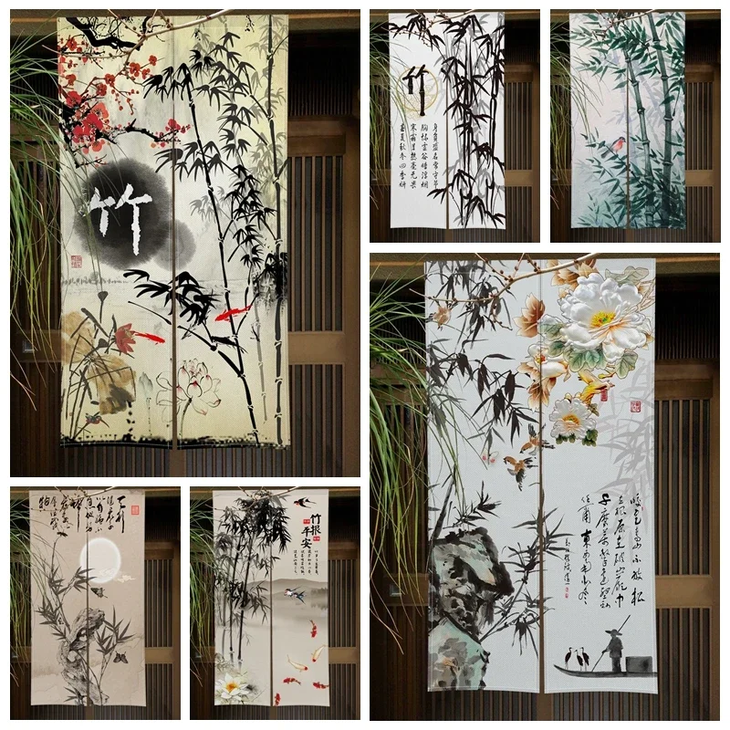 Китайская традиционная бамбуковая дверная дверь с чернильным рисунком японская
