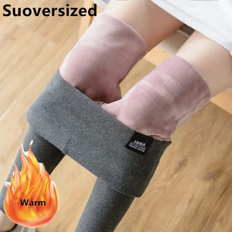 

Зимние женские бархатные хлопковые леггинсы с высокой талией, эластичные утепленные штаны, повседневные облегающие брюки на флисовой подкладке