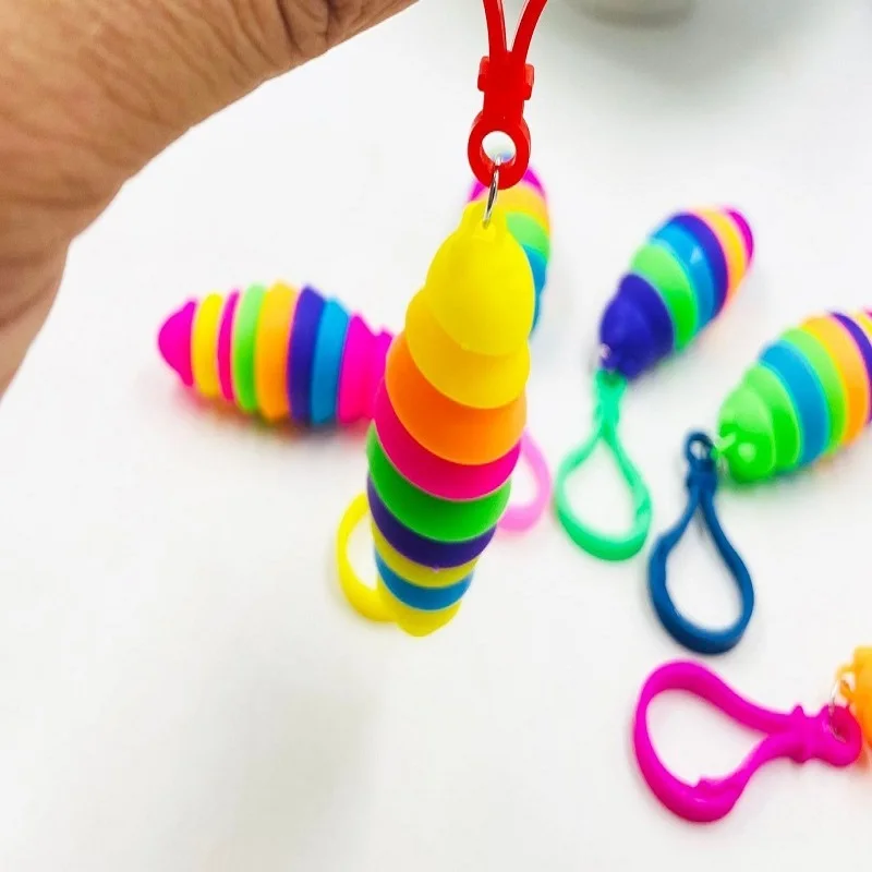 

7cm Mini Finger Slug Snail Caterpillar Kids Key Chain Relieve Stress Anti-Anxiety Squeeze Sensory Toys Child Party Gifts