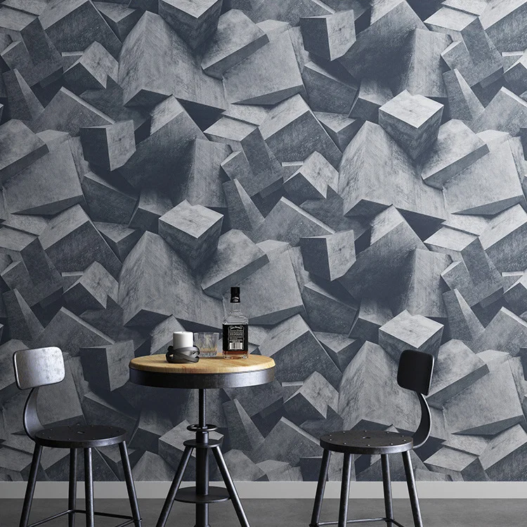 3 d wallpeper Features Retro Industrial Windwear Shop Barbershop Wallpaper Solid Geometry Realistic Wallpape